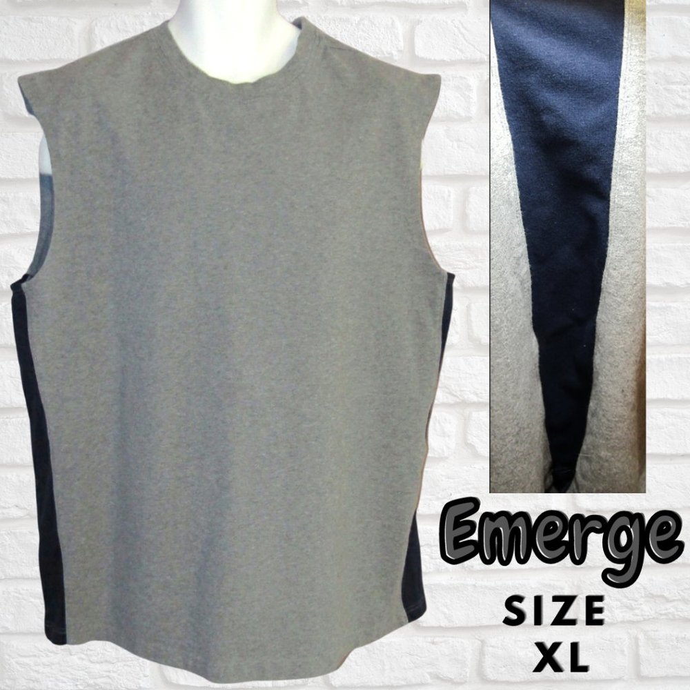 Emerge Mens Grey & Black Sleeveless Shirt Size XL